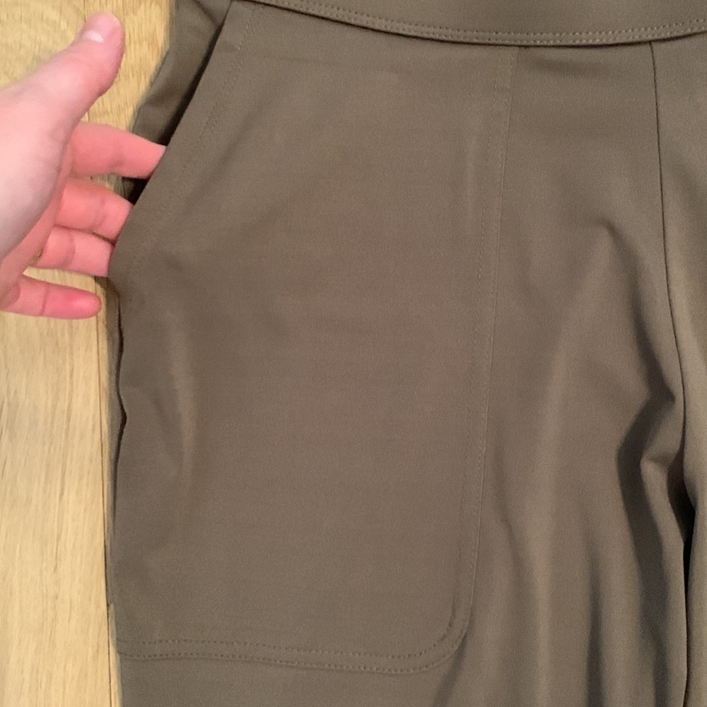 LISA Rinna Crop Cargo Capri Jogger Pants w/ Cinched Zipper Hem Brown Women’s SP - Picture 5 of 13